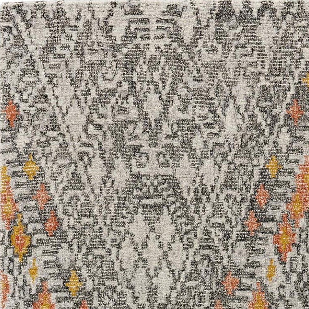 5' X 8' Gray and Ivory Wool Geometric Hand Tufted Area Rug